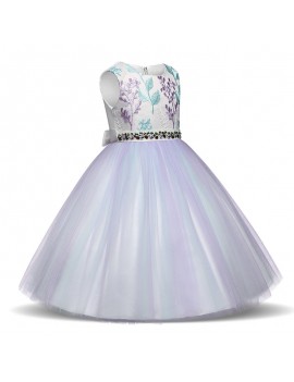 Flower Girls Dresses Kids Embroidery Tulle Dress For 3Y-11Y