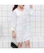 Solid Color Girls Long Sleeve Feather Dress For 4Y-15Y