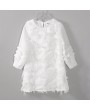 Solid Color Girls Long Sleeve Feather Dress For 4Y-15Y