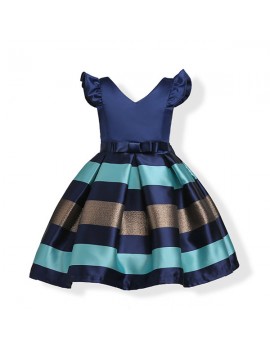 Striped Toddler Girls Kids Princess Party Dresses Formal Dress Ball Gown For 3Y-10Y