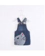 Cat Printed Toddler Girl Cute Denim Straps Suspender Dresses For 2Y-9Y