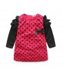 Dots Print Girls Long Sleeve Patchwork Dress For 2Y-11Y