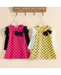 Dots Print Girls Long Sleeve Patchwork Dress For 2Y-11Y