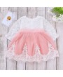 Bow-Knot Patch Girls Long Sleeve Lace Dress For 1Y-7Y