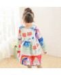 Floral Print Girls Pageant A Line Bowknot Kids Party Dresses For 1Y-10Y