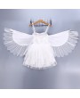 Flamingo Embroidery Girls Angel Wings Performance Princess Dress For 2Y-11Y