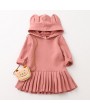 Cute Rabbit Bunny Pattern Hooded Girls Dresses Casual School Kids Girls Clothes