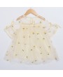 Pineapple Embroidery Girls Short Sleeve Summer Casual Dress For 2Y-9Y