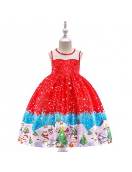 Girls Dress Christmas Eve Xmas Snow Holiday Party Dresses For 3Y-13Y