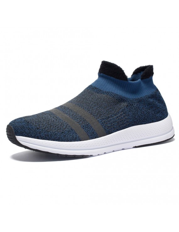 Men Knitted Fabric Slip Resistant Slip On Casual Sneakers