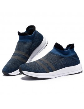 Men Knitted Fabric Slip Resistant Slip On Casual Sneakers