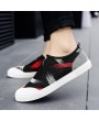 Men Breathable Fabric Color Blocking Slip On Tariners Flat Casual Sneakers