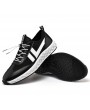 Men Mesh Leather Splicing Breathable Slip Resistant Sport Casual Running Sneakers