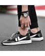 Men Mesh Leather Splicing Breathable Slip Resistant Sport Casual Running Sneakers