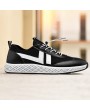 Men Mesh Leather Splicing Breathable Slip Resistant Sport Casual Running Sneakers