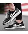 Men Mesh Leather Splicing Breathable Slip Resistant Sport Casual Running Sneakers