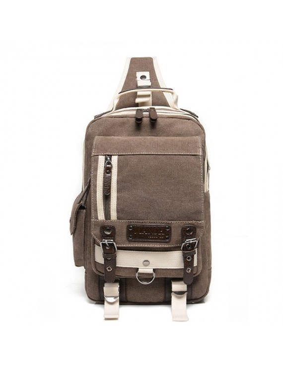 Men Canvas Multi-pocket Laptop Bag Casual Shoulder Bags Chest Bags