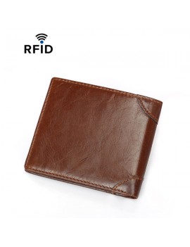 RFID Cowhide Business Wallet 12 Card Slot Holder Thin Coin Purse