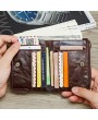 RFID Genuine Leather Casual 10 Card Slot Multifunction Wallets Double Zipper  Men Coin Bag