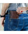 RFID Genuine Leather Casual 10 Card Slot Multifunction Wallets Double Zipper  Men Coin Bag