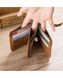 Bullcaptain Men RFID Antimagnetic Genuine Leather Trifold Slim Wallet Card Holder