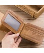 Bullcaptain Men RFID Antimagnetic Genuine Leather Trifold Slim Wallet Card Holder