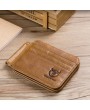 Bullcaptain Men RFID Antimagnetic Genuine Leather Trifold Slim Wallet Card Holder