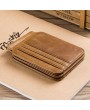 Bullcaptain Men RFID Antimagnetic Genuine Leather Trifold Slim Wallet Card Holder