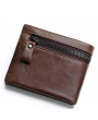 Vintage Genuine Leather 11 Card Slots Coin Bag Trifold Wallet For Men