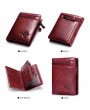 Vintage Genuine Leather 11 Card Slots Coin Bag Trifold Wallet For Men