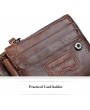 Vintage Genuine Leather 11 Card Slots Coin Bag Trifold Wallet For Men