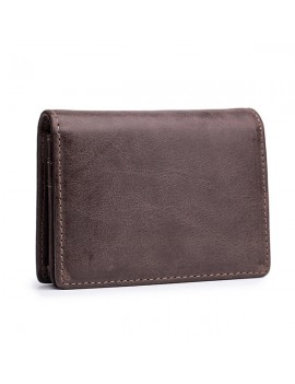 Men Genuine Leather Short Wallet Coin Purse 2 Card Slot Card Holder