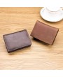 Men Genuine Leather Short Wallet Coin Purse 2 Card Slot Card Holder