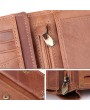 Men Genuine Leather RFID Anti-magnetic Vintage Outdoor Casual 20 Card Slots Wallet