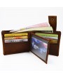 Vintage Genuine Leather 11 Card Slots Trifold Short Wallet For Men