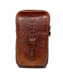 Genuine Leather Waist Bag Crocodile Pattern Crossbody Bag Phone Bag For Men