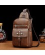 Men Vintage Genuine Leather Chest Bag Leisure Shoulder Bag