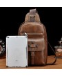 Men Vintage Genuine Leather Chest Bag Leisure Shoulder Bag