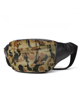 Vintage Genuine Leather Camouflage Sling Bag Waist Bag Chest Bag Crossbody Bag For Men