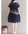 Women Vintage Short Sleeve Patchwork O-neck Dresses