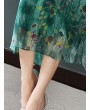 Elegant Floral Print Gradient Short Sleeve Mid-long Dresses