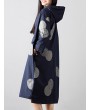 Casual Polka Dot Print Irregular Hem Hooded Long Sleeve Women Dresses