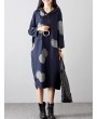 Casual Polka Dot Print Irregular Hem Hooded Long Sleeve Women Dresses