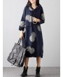 Casual Polka Dot Print Irregular Hem Hooded Long Sleeve Women Dresses