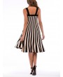 Vertical Stripe Button Sleeveless Slash Neck Vintage Dresses