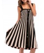 Vertical Stripe Button Sleeveless Slash Neck Vintage Dresses