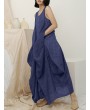 Irregular Sleeveless Solid Color Vintage Dress For Women