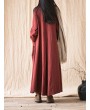 Vintage Casual Loose Pure Color Women Drawstring Dress