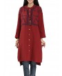 Vintage Embroidery Mandarin Collar Long Sleeve Women Dresses