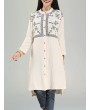 Vintage Embroidery Mandarin Collar Long Sleeve Women Dresses